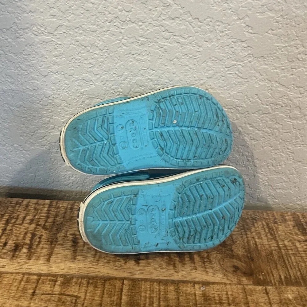 Crocs Classic Teal Blue Slip On Clogs Girls Toddler Size C4/5 4 5 Comfort Water